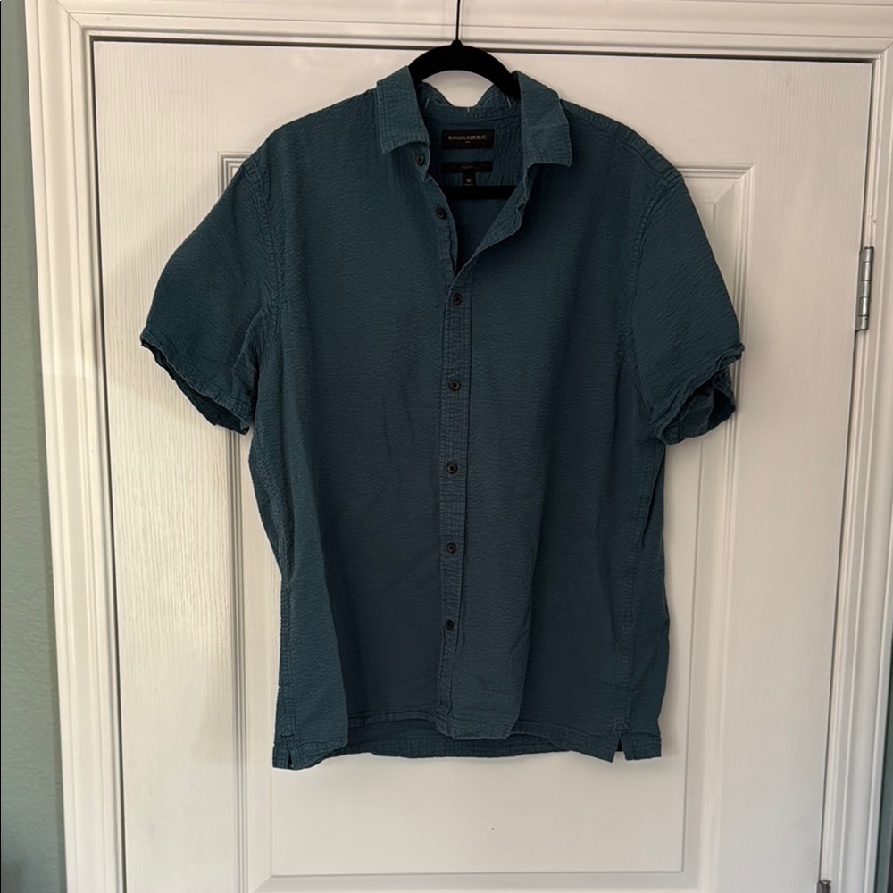 Men's Banana Republic Teal Short Sleeve Button Up Shirt